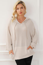 Drawstring Dropped Shoulder Hoodie Pi-Mart