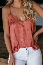 Spaghetti Strap Printed Lace Tank Top - SJB-DIAMOND ELITES