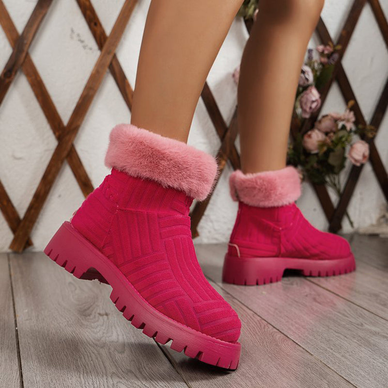 Winter Ankle Boots Fashoin Thick-soled Thickened Snow Boots For Women Plush Shoes Pi-Mart