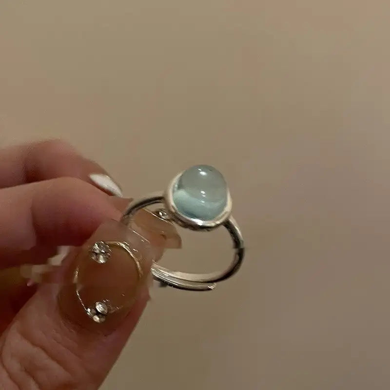 Small Pieces Of Silver Natural Stone Open Ring For Women Lootquake LLC