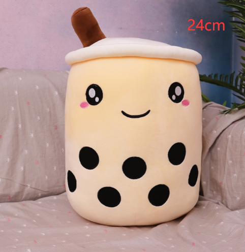 Cute Fruit Drink Plush Stuffed Soft Strawberry Milk Tea Plush Boba Tea Cup Toy Bubble Tea Pillow Cushion Kids Gift Pi-Mart