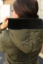 Quilted Single Breasted Longline Hooded Coat