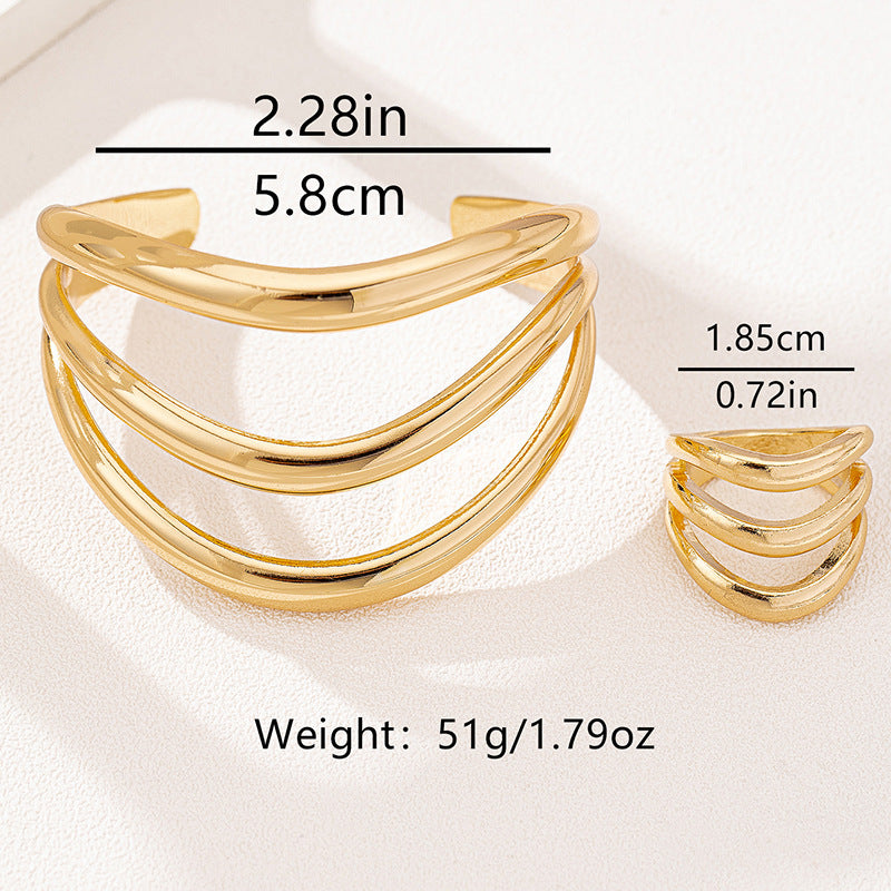 Personalized Retro Women's Ring Bracelet Ornament Suit Pi-Mart