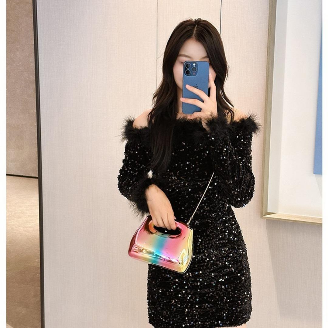 Acrylic bag square box clutch bag metal dinner bag Crossbody even bag party decoration evening bag evening purse clutch purse - SJB-DIAMOND ELITES
