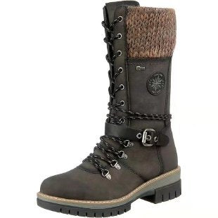 Winter High Square Heel Round Head Sewing Line Plus Size Martin Boots Pi-Mart