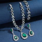 Diamond Necklace Earrings And Bracelet Three Piece Jewelry Set Pi-Mart