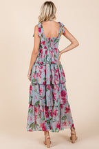 Layered Floral Sweetheart Neck Maxi Dress – Elegant and Romantic Floral Maxi Dress with Feminine Sweetheart Neckline