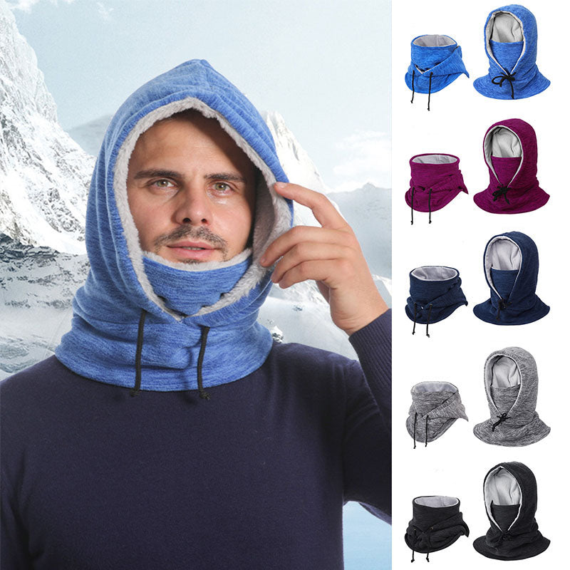 2-in-1 Hat Winter Scarf Windproof And Cold-proof Thickened Warm Cycling Riding Pullover Caps For Women Men Pi-Mart