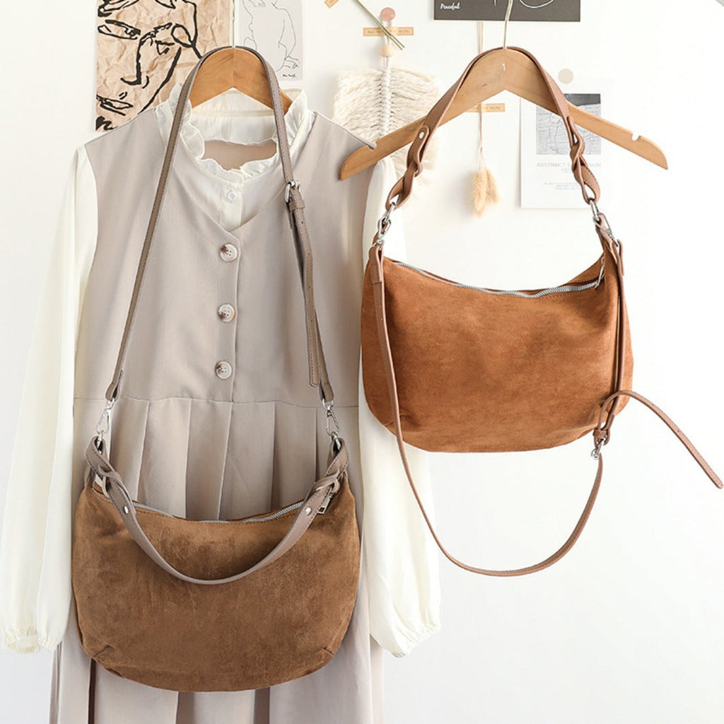 Chic Suede Underarm Women's Bag – Popular Versatile Shoulder Tote, Retro Texture Soft PU Crossbody & Small Square Hobo Bag