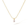 Small Water Drop Shape Pearl Pendant Necklace And Earrings Suite Women