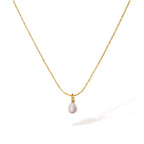 Small Water Drop Shape Pearl Pendant Necklace And Earrings Suite Women