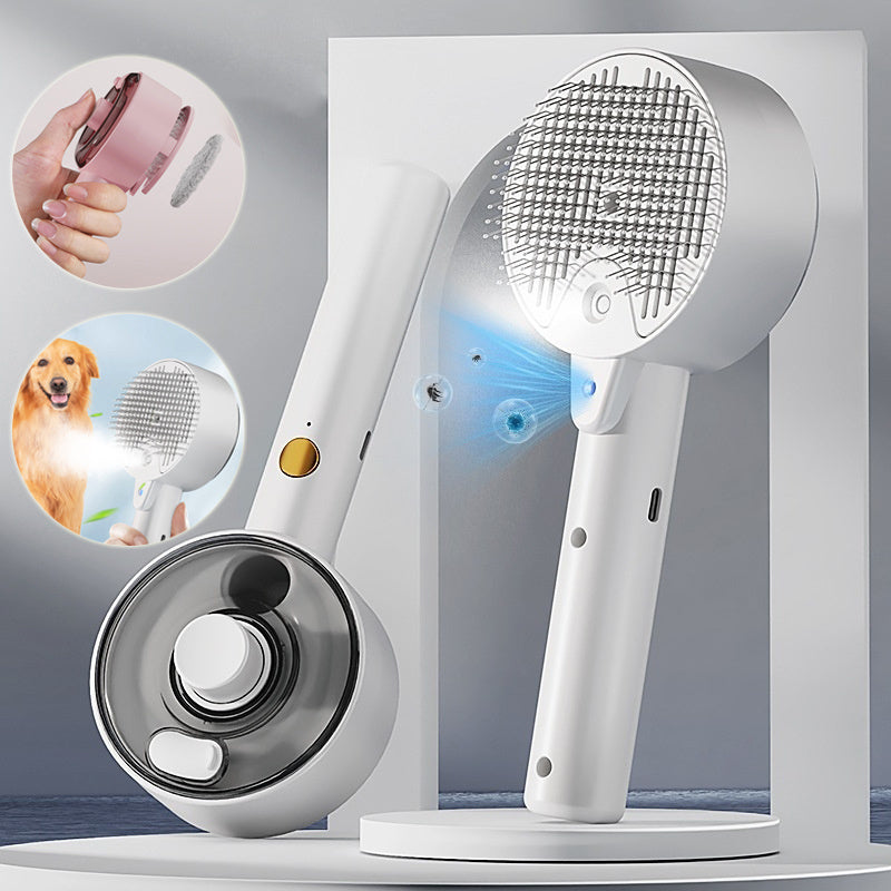 Animal Hair Remover Brush Dog And Cat Steam Brush Pet Self Cleaning Dog Brush Grooming Removes Cat Hairs Cat Dog Accessories Pet Products Pi-Mart