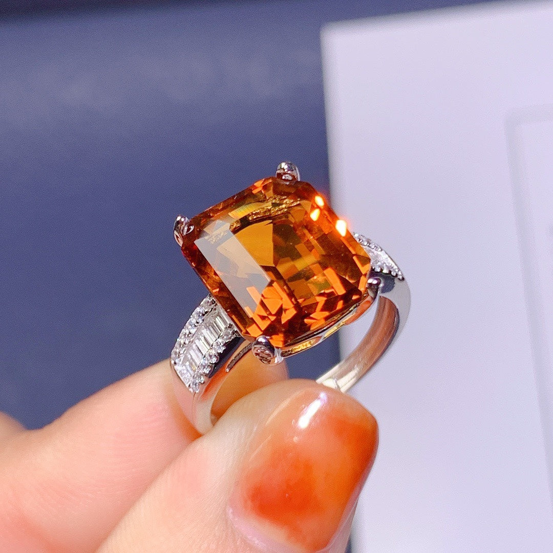 Large Grain Natural Citrine Ring Black Velvet Pi-Mart