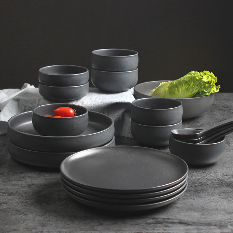 Nordic Ceramic Rice Bowl Steak Plate Deep  Household Tableware Dish Set Pi-Mart