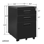 3-Drawer Mobile File Cabinet with Keys, 15.4 - SJB-DIAMOND ELITES