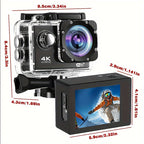 4K 30FPS 12MP Action Camera - Full HD Wifi Connected Sports Camera - Outdoor Cycling Diving HD Camera With 32G Card Lootquake LLC