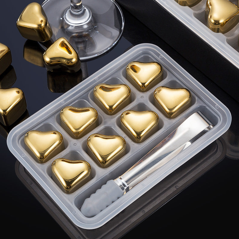 304 Heart-shaped Gold Stainless Steel Ice Cube Pi-Mart
