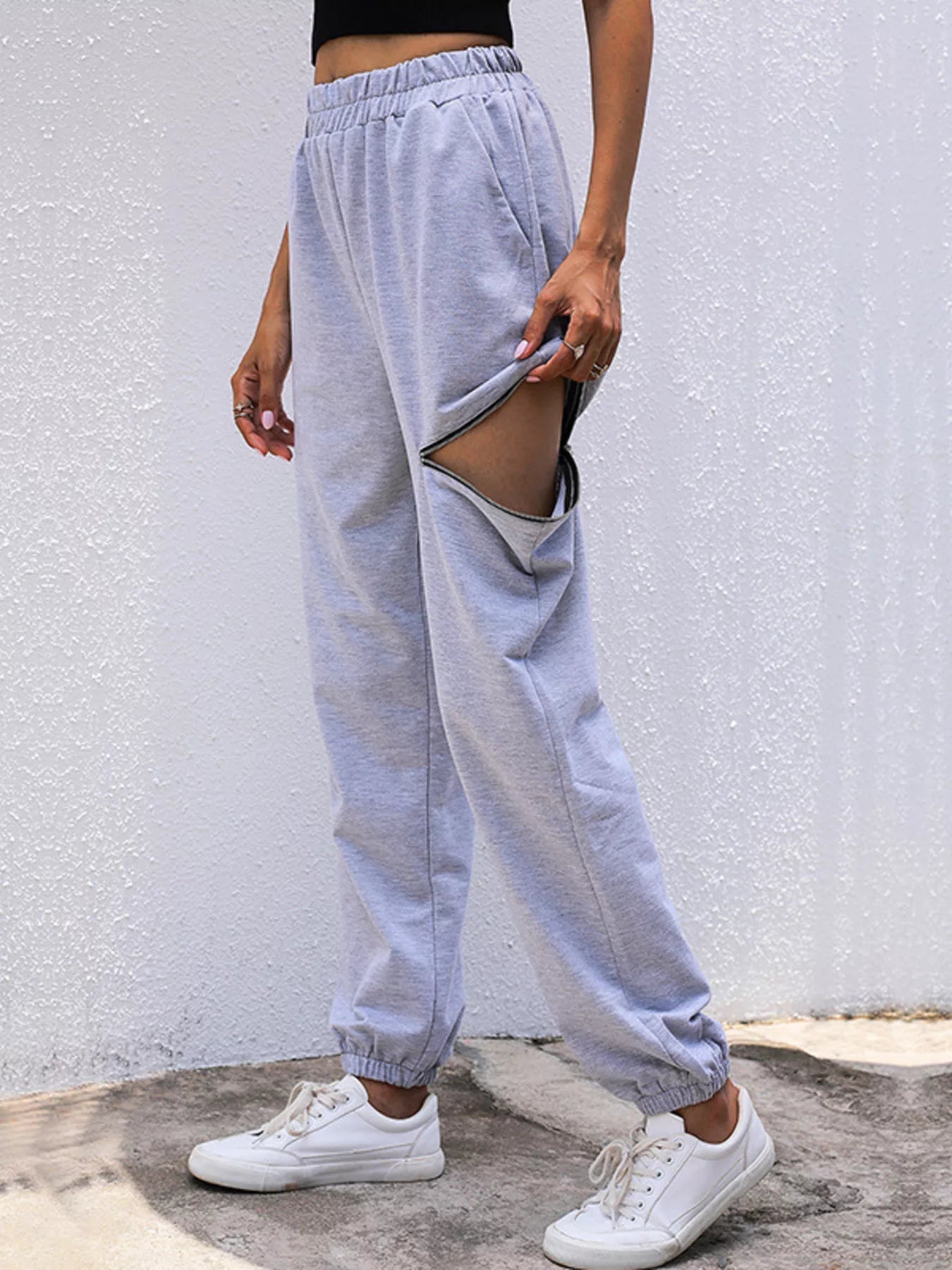 Casual High Waist Cutout Joggers THRIXINE