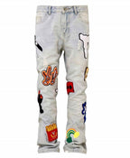 Light Color Irregular Towel Embroidered Slim Straight-leg Denim Trousers Lootquake LLC