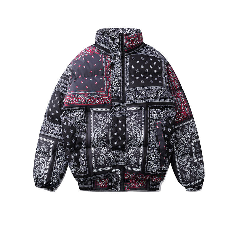 Retro Cashew Flower Full Print Padded Coat Pi-Mart