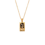 Fashion Tarot Necklace With Rhinestones Diamond Set Pendant Stainless Steel Rectangular Drip Necklace Jewelry Pi-Mart