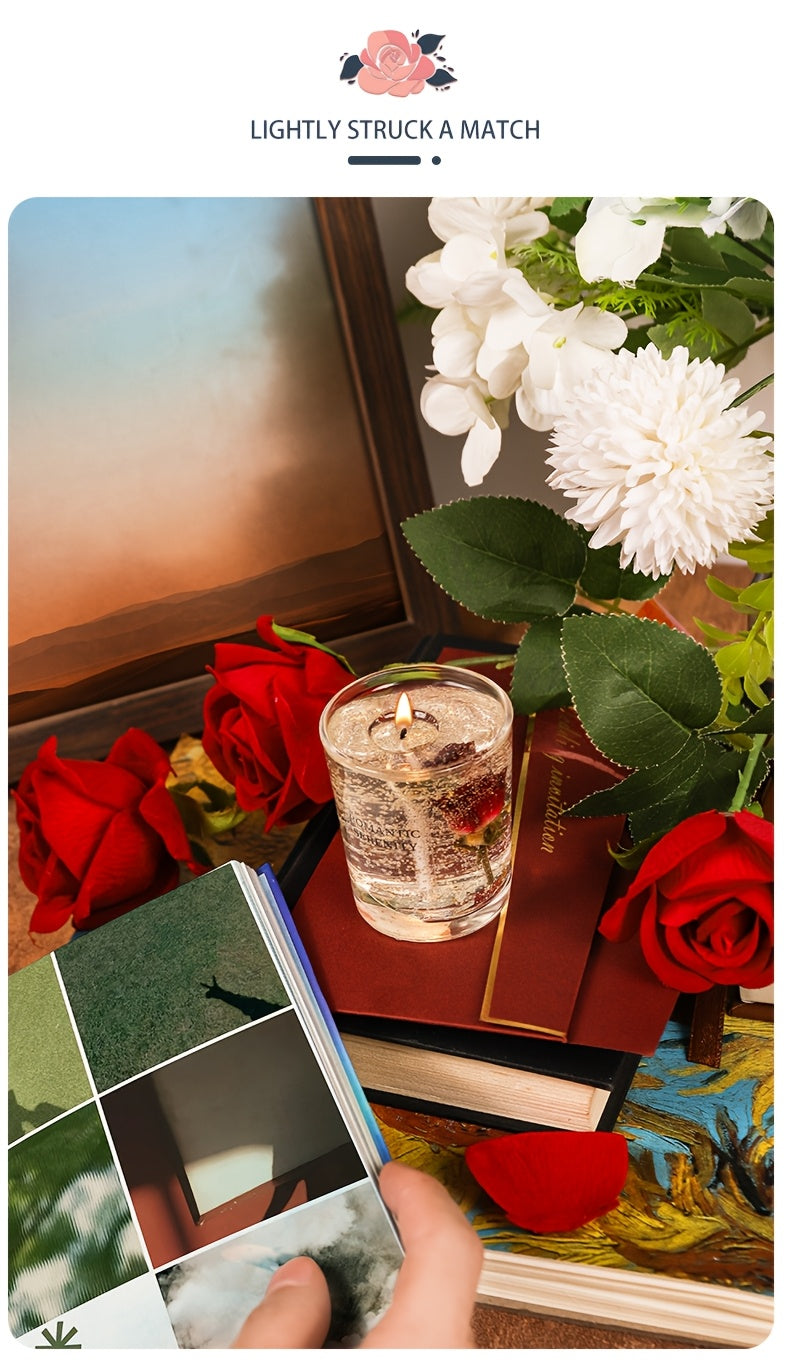 Rose Jelly Scented Candle for Aromatherapy, Romantic Atmosphere - Ideal for Birthdays, Valentine's Day, Anniversaries, Thanksgiving, Christmas - 1pc, Soy Wax in Glass Jar Lootquake LLC