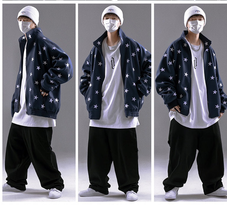 Autumn New Cardigans Star Hoodie Men Loose Pi-Mart