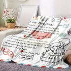 1pc To My Daughter Blanket From Dad Flannel Letter Dad To Daughter Gift Blanket For Home Travel, Warmest Gift Throw Blanket Lootquake LLC