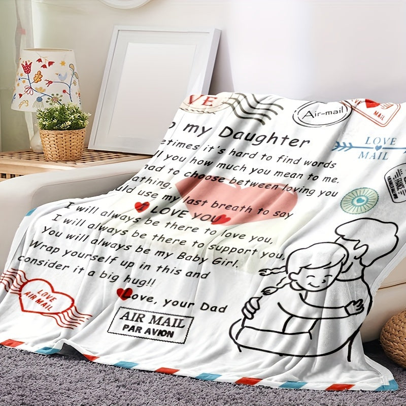 1pc To My Daughter Blanket From Dad Flannel Letter Dad To Daughter Gift Blanket For Home Travel, Warmest Gift Throw Blanket Lootquake LLC