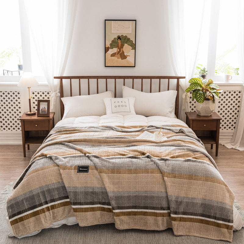 Autumn And Winter Milk Velvet Thickened Yarn-dyed Blankets Multifunctional Nap Pi-Mart