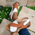 Summer Wedges Sandals With Colorblock Cross-strap Design Casual Thick-soled Roman Shoes For Women Pi-Mart