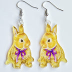 Easter Rabbit Flower Basket Cute Printed Egg Chick Spring Floral Earrings Pi-Mart