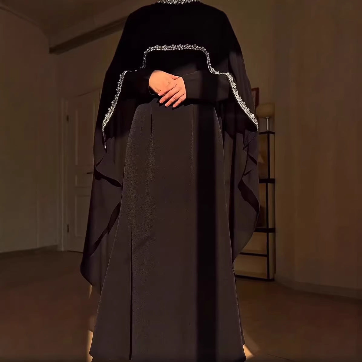 Celestial Rhinestone Cape Abaya | Luxury 2-Piece Set (MA251) Mariam's Collection