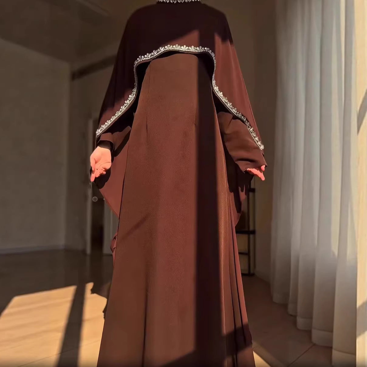Celestial Rhinestone Cape Abaya | Luxury 2-Piece Set (MA251) Mariam's Collection