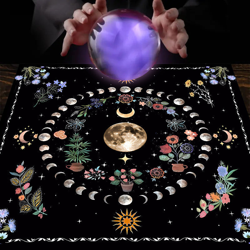 Tarot Tablecloth Board Game Decorative Cloth Have Your Power Mandala Moon Phase Floral Butterfly Tablecloth Pi-Mart