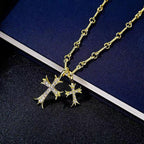 Double Cross Pendant Necklace Pi-Mart