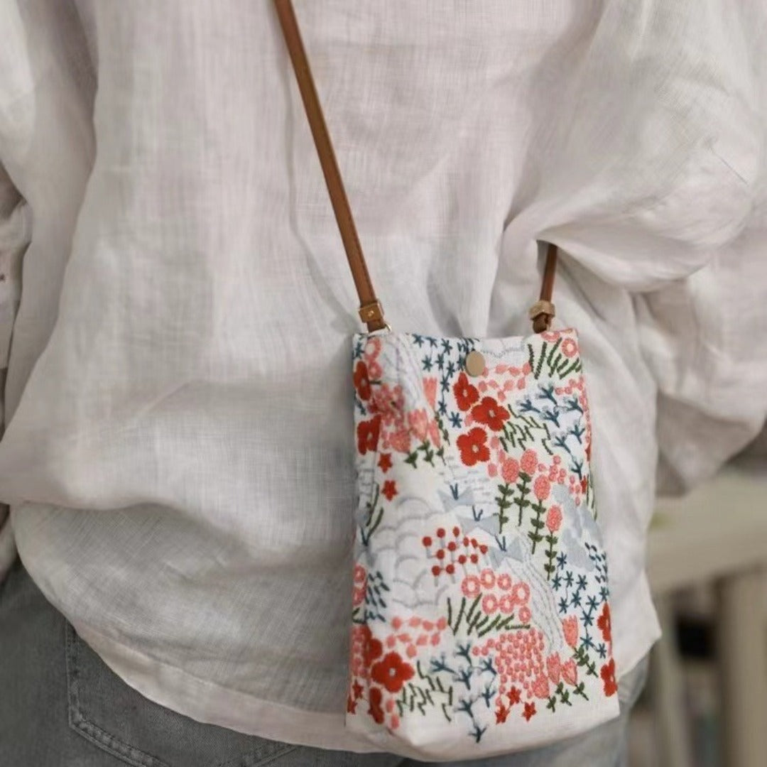 Three-dimensional embroidery crossbody mobile phone bag female, mini mobile phone bag, shoulder small and light phone purse - SJB-DIAMOND ELITES