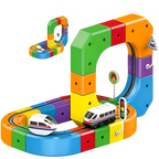 Versatile Rail Race Car Building Set for Kids DIY Race Car Train Traffic Signs STEM Toy for Boys Girls Sensory Puzzle Gift