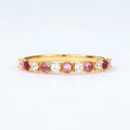Lavender Amethyst White Zirconium Women's S925 Silver Gold Plated Ring Pi-Mart