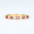 Lavender Amethyst White Zirconium Women's S925 Silver Gold Plated Ring Pi-Mart