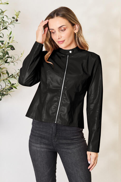 Women Classic Neck Zip-Up Jacket For Everyday Wear Elegant Girls Jacket Stevvex