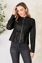 Women Classic Neck Zip-Up Jacket For Everyday Wear Elegant Girls Jacket Stevvex