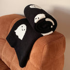 1pc Halloween Cute Cartoon Ghost Premium Sense Home Warm Blanket Nap Throw Blanket Travel Blanket Shawl Blanket Single Sided Fleece Jacquard High Quality Knitted Blanket Lootquake LLC