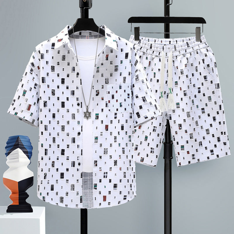 Men's Short-sleeved Suit Youth Student Leisure Sports Cool Shorts Two-piece Set Lootquake LLC