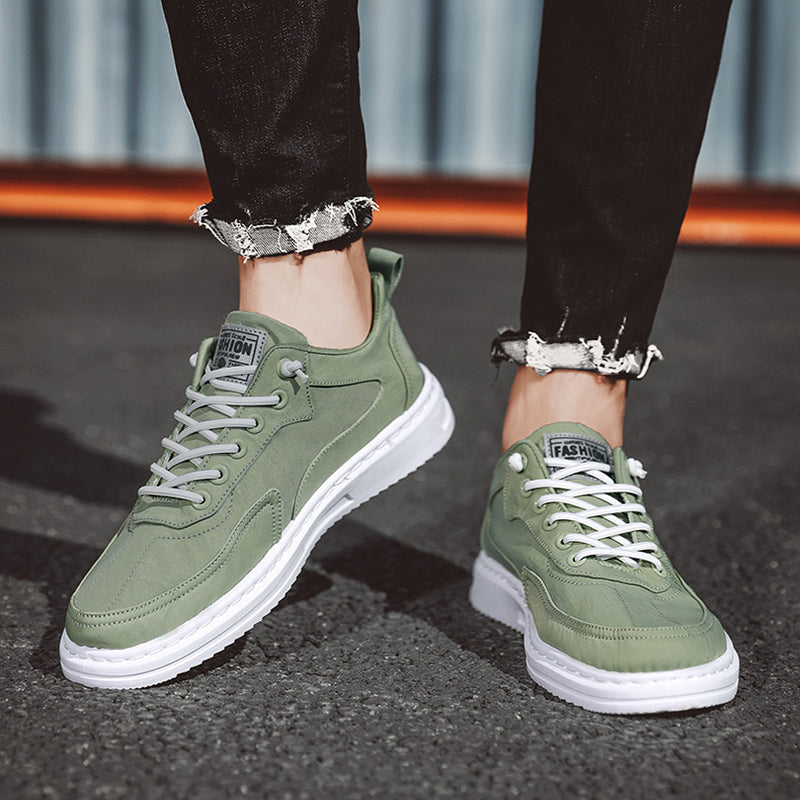 Men Sneakers Lace-up Letter Print Platform Canvas Shoes Sports Pi-Mart