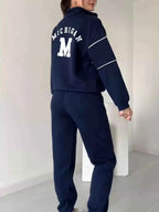 Full Size Striped Quarter Zip Top and Pants Set Plus Size THRIXINE