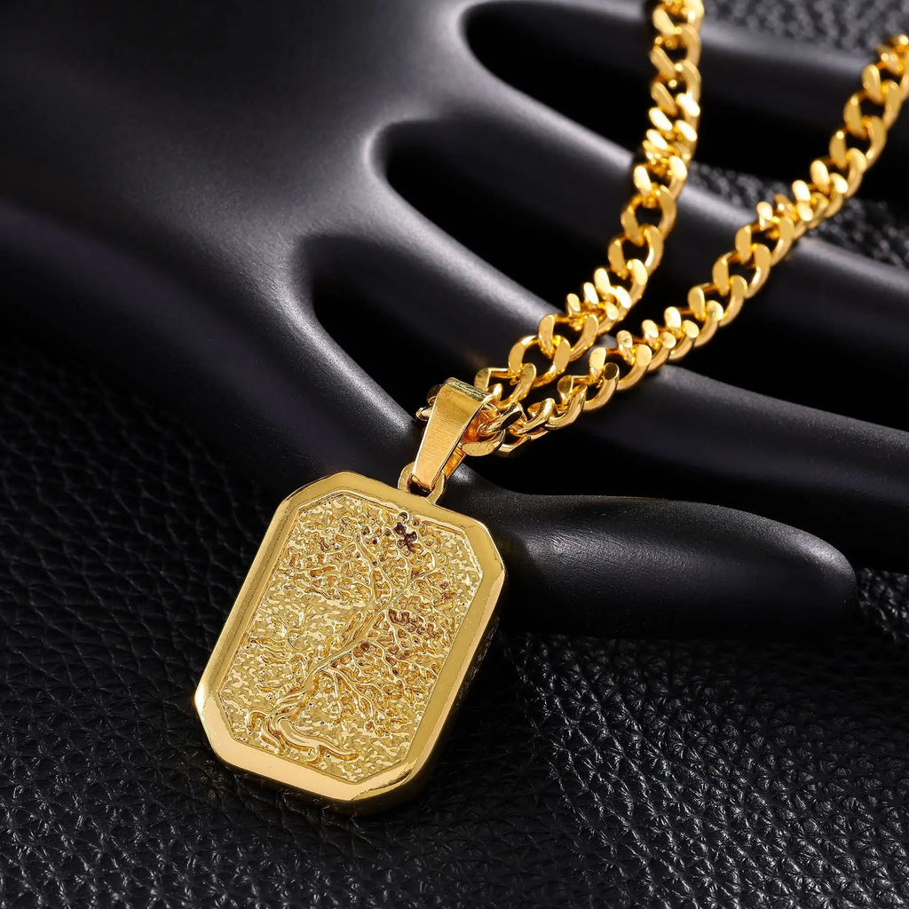 Artistic Retro Tree Of Life Relief Hip Hop Necklace