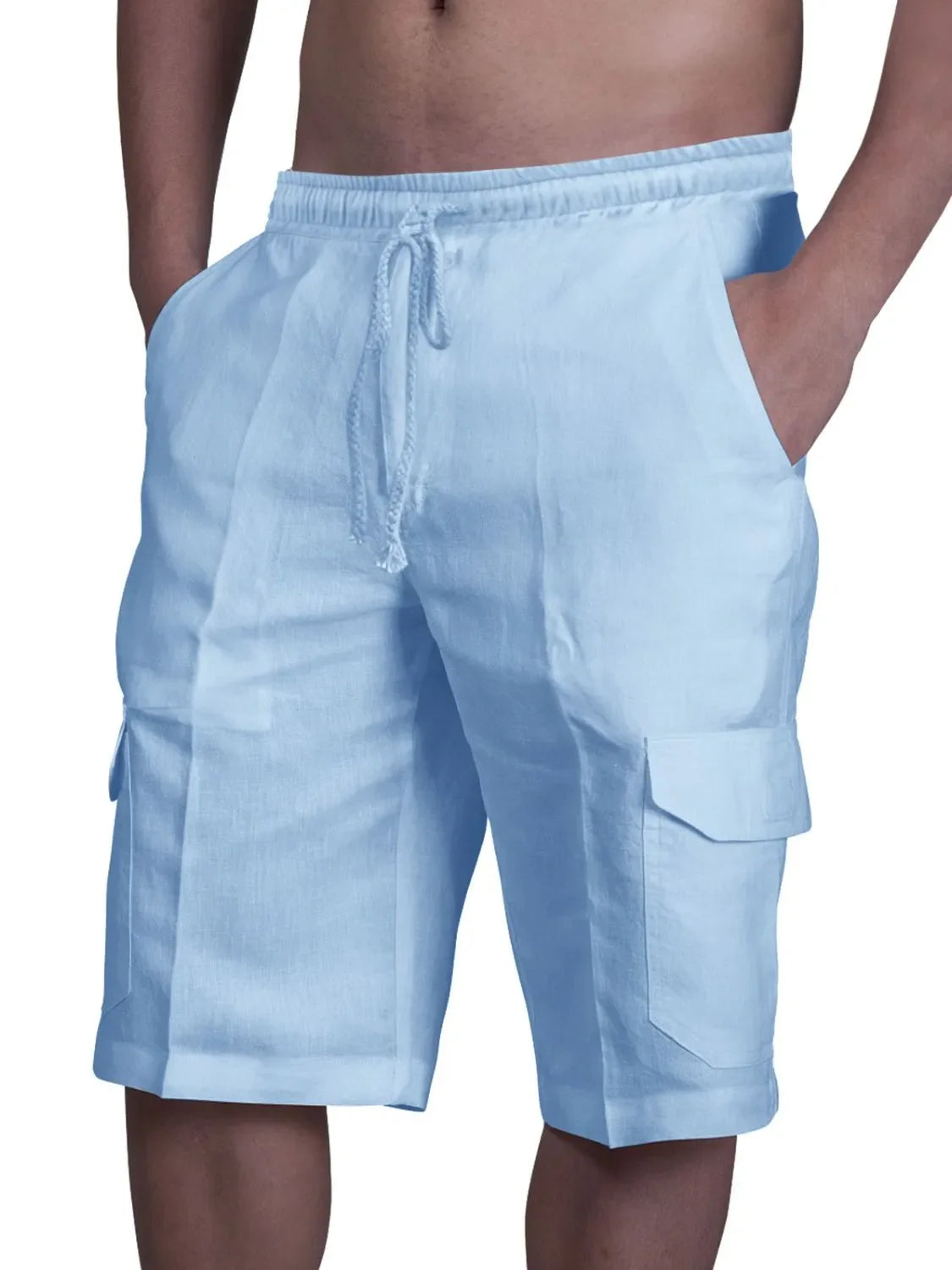 Men's Plus Size Drawstring Pocketed Shorts THRIXINE