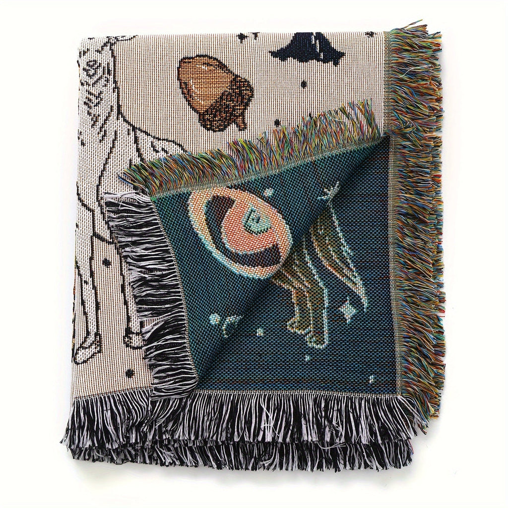 1pc Woven Double-sided Multifunctional Blanket Bohemian Tapestry Hippie Room Decoration Abstract Animals Plants Blanket Tassel Woven Blanket Sofa Blanket Outdoor Hiking Backpack Beach Travel Decoration Blanket Woven Picnic Bl Lootquake LLC
