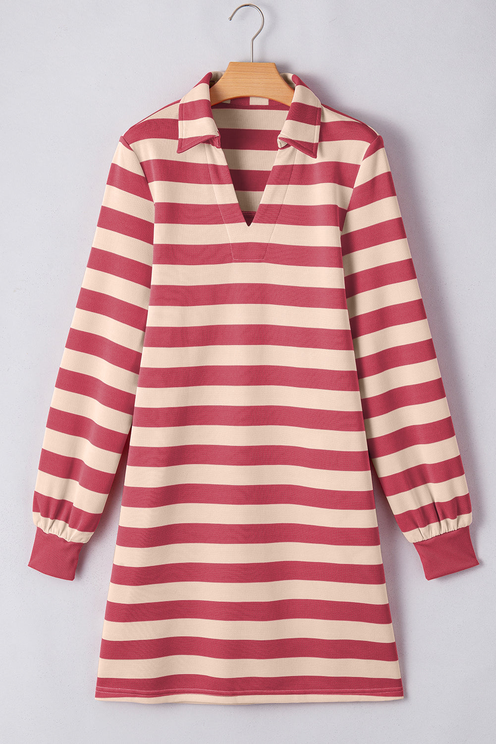 Classic Contrast Black Striped Collar Long Sleeve Mini Dress Stylish & Trendy Casual Dress for Women Stevvex